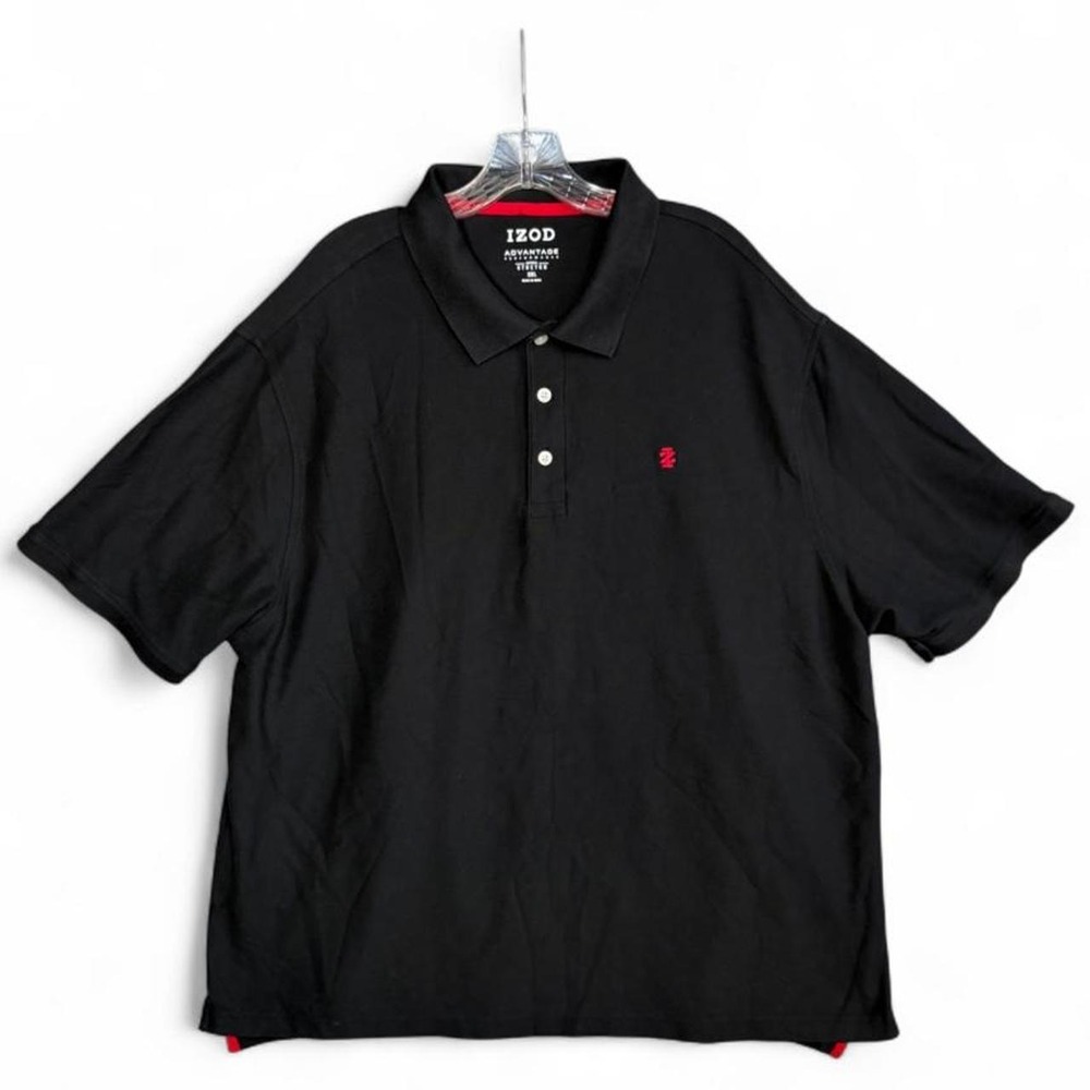 IZOD Advantage Performance Mens 3XL Black Polo Shirt Short Sleeve Stretch